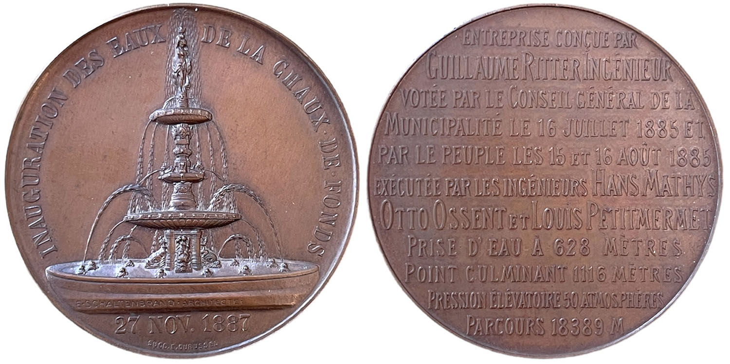 Neuchatel, Medal on the Inauguration Ceremony for the Establishment of the Drinking Water Supply in