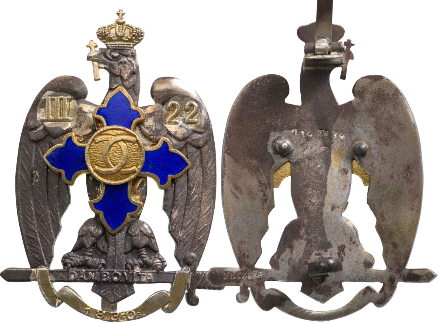 Special Collection of 7 Year Infantry Regimental Badges of the 22nd Infantry Regiment-Dambovita