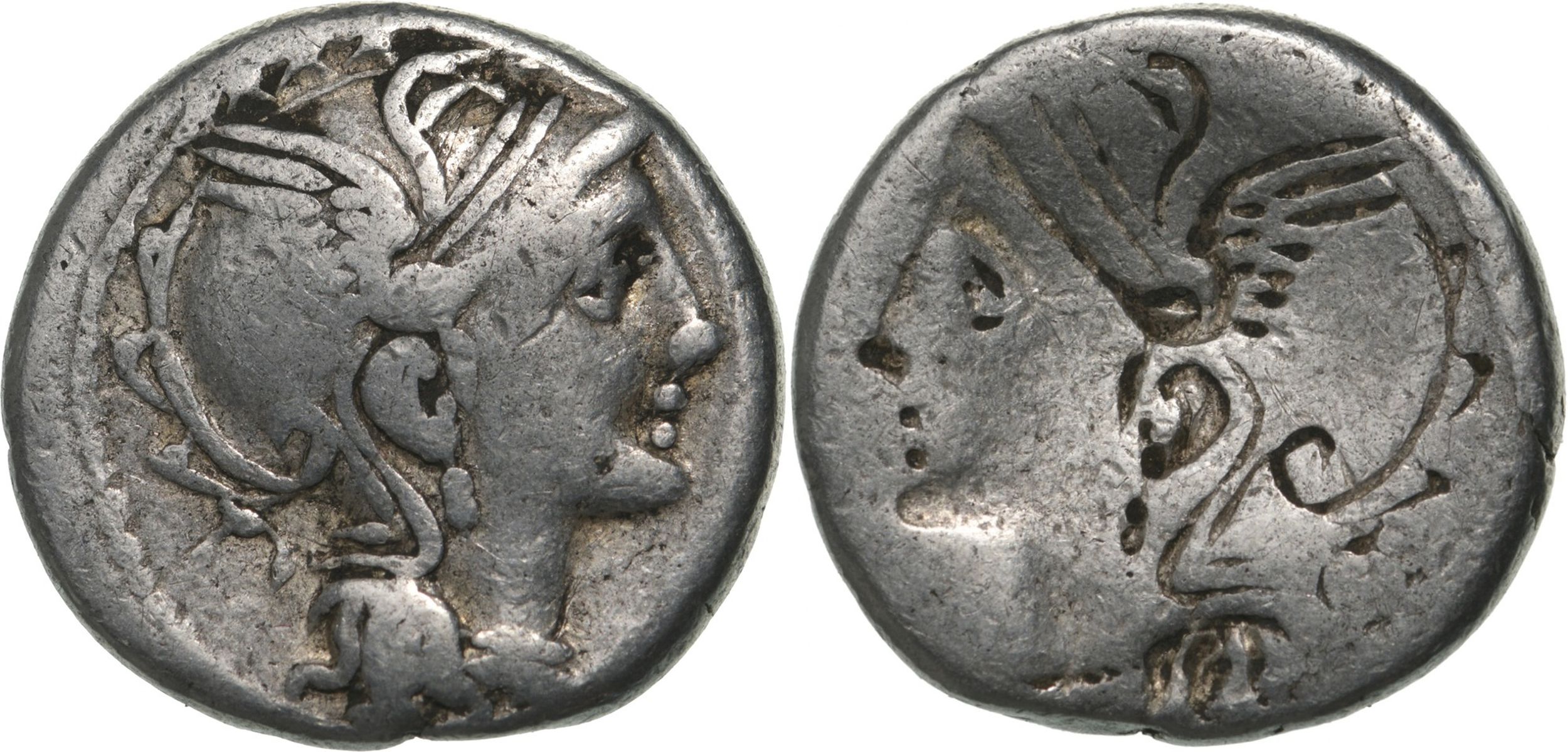 C. Coelius Caldus. Denar, Silver (3.77 g) Rome, 104 BC. Brockage mint error.