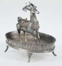 'Sahumador'. Deer-shaped, silver filigree incense burner. Viceregal School.Peru. Late 18th century