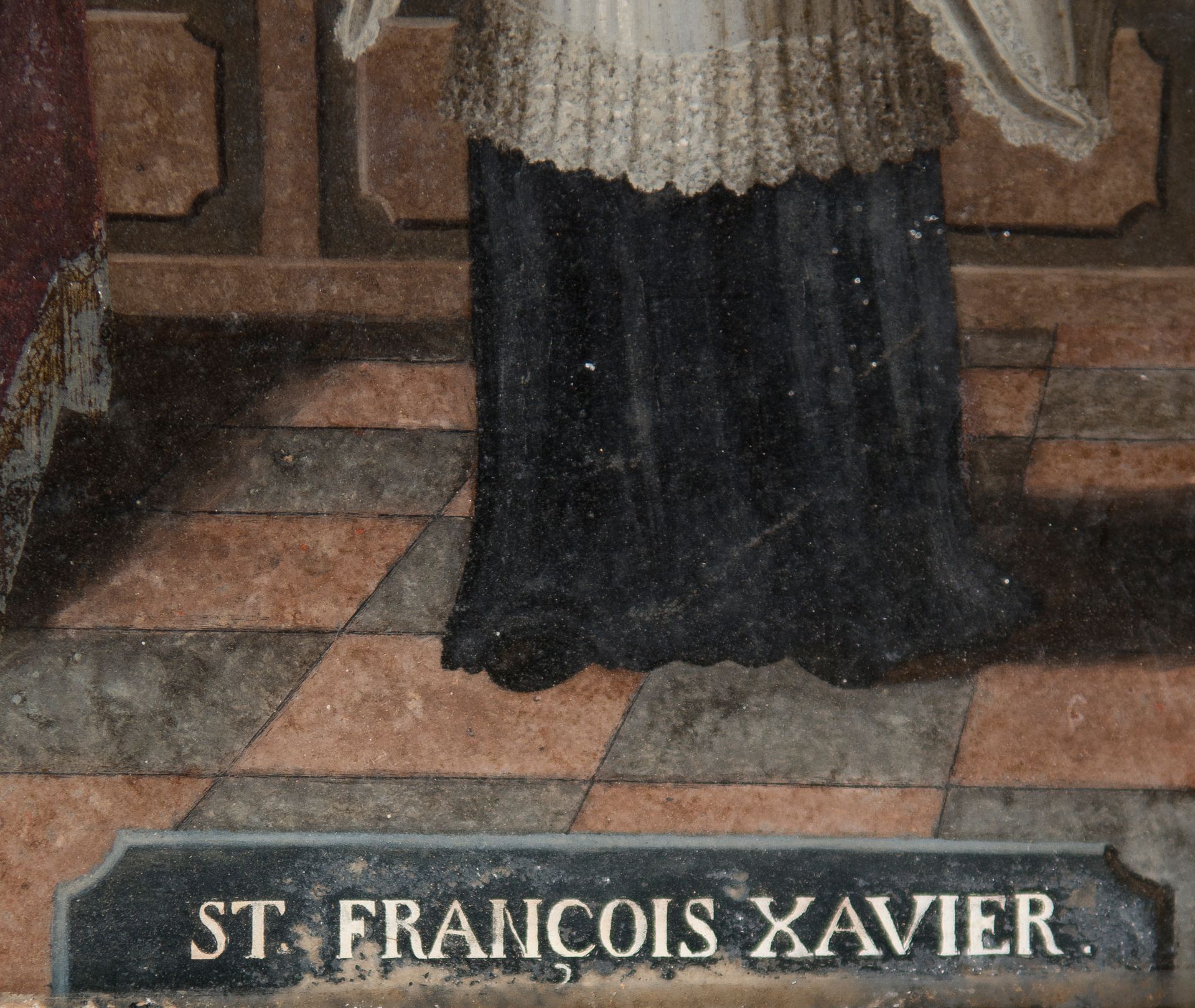 "Saint Francis Xavier". Reverse glass. Canton. China. Quing Dynasty. Late 18th century. - Bild 3 aus 5