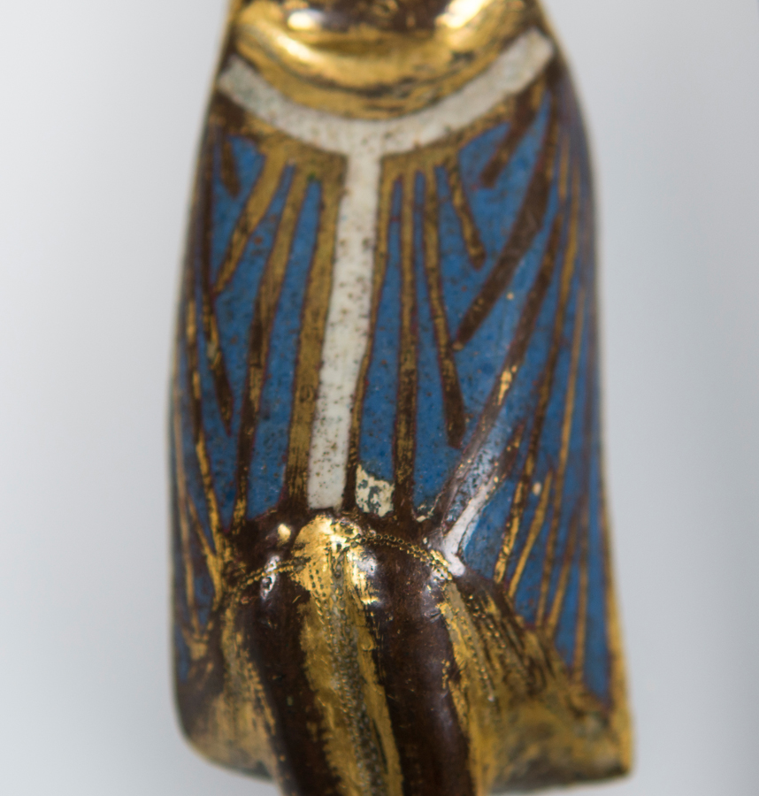 Chased and gilded copper figure, with champlevé enamel. Limoges. France. Romanesque. 13th century. - Image 2 of 6