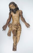 Articulated Christ in carved and polychrome wood. Novohispano Workshop.Mexico. 18h century.