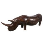 Large leather footrest in the shape of an animal. Possibly work of the house Valentí. Circa 1960-