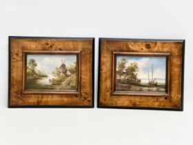 A pair of continental oil paintings on board signed Eberhardt. 17x12cm. Frame 29x24cm