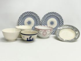 A selection of 19th and 20th century porcelain. A pair of Read & Clementson blue and white