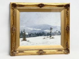 A large signed early 20th century oil painting on board in a quality gilt frame. 52x42cm. Frame