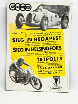 A 1989 reprint of the 1937 Auto Union racing poster. DKW. W-K-Verlag, West Germany. 50x70cm