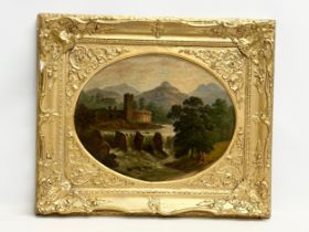 A 19th century continental oil painting on canvas in original gilt frame. 48x38cm. Frame 69x58cm