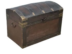 A 19th century style leather brass bound trunk. 71x40x47cm