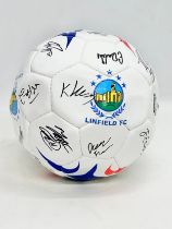 A signed Linfield FC 2023 squad football.