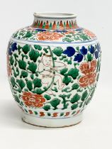 A 16th/17th century Ming Dynasty Peony Famille Rose Wucai vase. 20x23cm