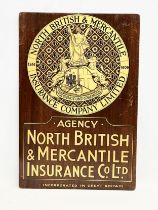 North British & Mercantile Insurance Co LTD wooden advertising plaque. 36x53cm