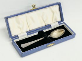 A silver tea spoon in case. Sheffield. James Deakin & Son. 25.49 grams.