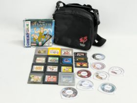 A quantity of Gameboy Color games and other disc games with case.