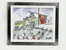 An oil painting on board by John Ormsby. Kingspan Stadium. In new frame. 49.5x39cm. Frame 63x52cm