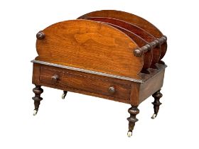 An early Victorian mahogany Canterbury with drawer. 51x37x46cm.