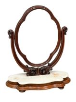 A large Victorian mahogany dressing mirror with marble base. 71x86cm