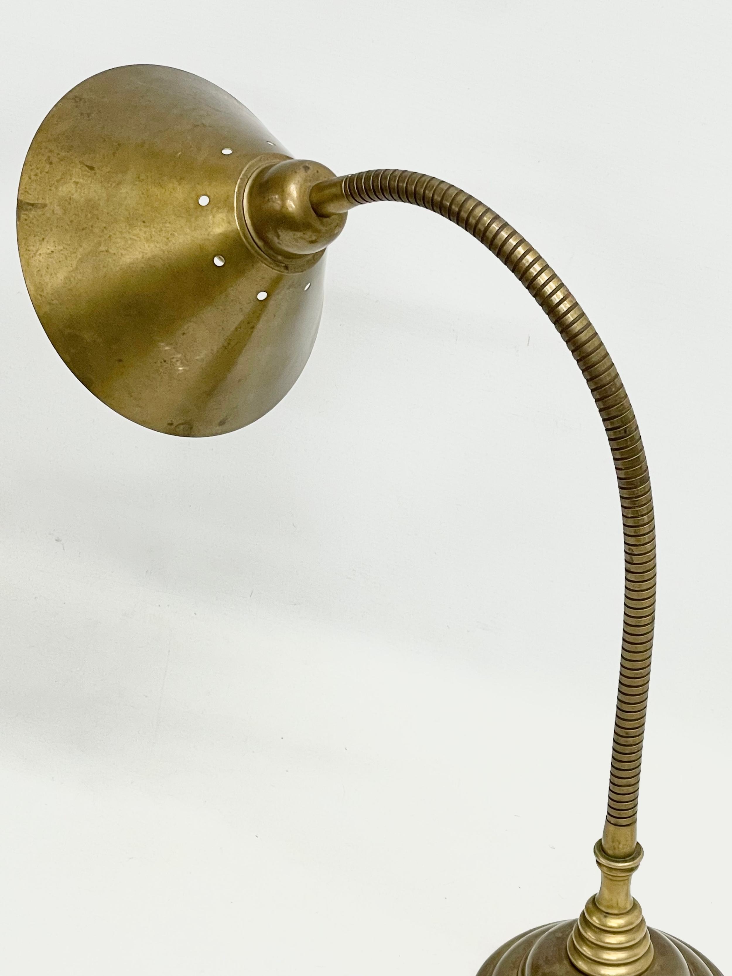 A large brass swan neck desk lamp. - Image 5 of 5