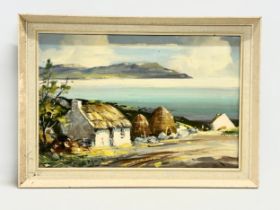 An oil painting on canvas by Patric Colhoun (Patrick Colhoun) Rossbeg Cottages. 60x40cm. Frame