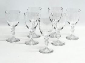 A set of 7 vintage 19th century style crystal rummers / wine glasses. 16cm.