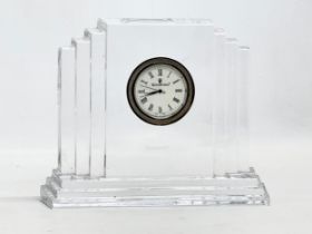 A Waterford Crystal “Metropolitan” Art Deco style mantle clock. 15x12cm