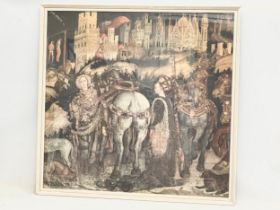 A large vintage ‘St George & the Princess’ print. From the original painting by Pisanello. 100x95.