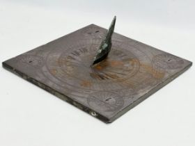 A 19th century Richard Melvin slate sundial. 33.5x34.5cm