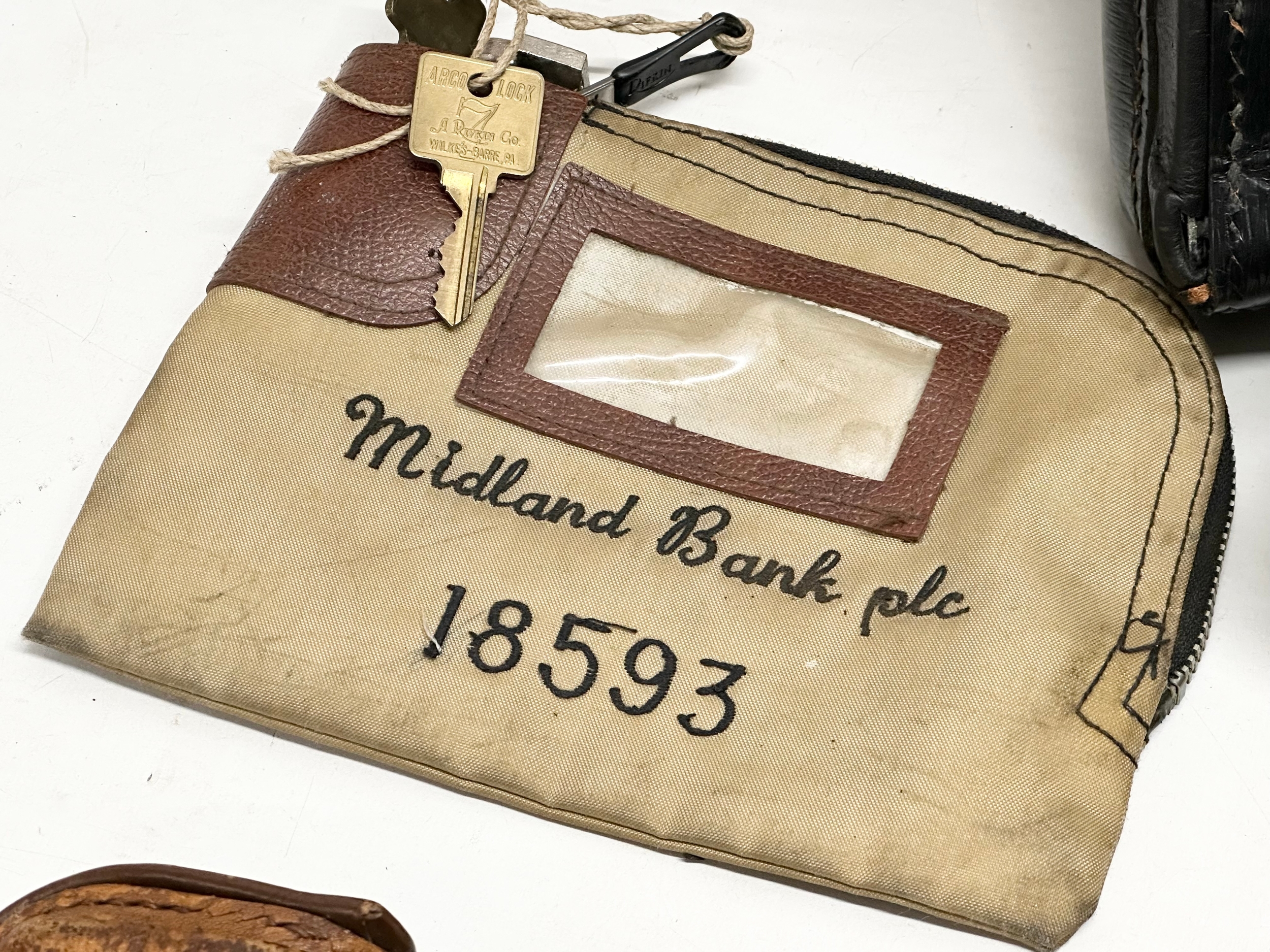 8 vintage Midland Bank and Westminster Bank leather safe bags. - Image 5 of 5