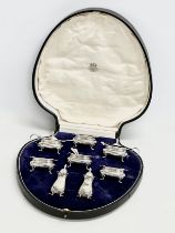 A large cased silver condiment set. Birmingham 1919. 295 grams without liners. Case measures 27x29cm