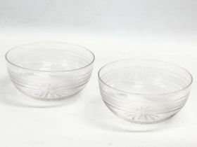A pair of Victorian etched glass bowls. 13x6cm