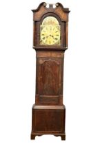 A large late William IV / early Victorian Scottish mahogany long case clock. No weights or pendulum.