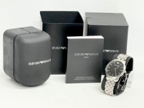 An Emporio Armani gents watch with box. AR-1744.