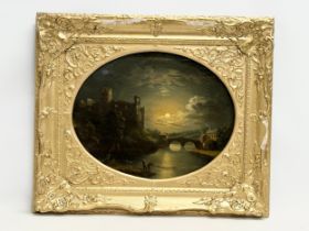A 19th century continental oil painting on canvas in original gilt frame. 48x38cm. Frame 68x58cm