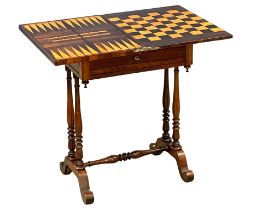 An excellent quality Victorian rosewood turnover games table / lamp table, on cabriole legs and