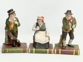3 Aynsley porcelain “Dickens Series” figurines. Mrs Gamp. The artful Dodger. The Poacher. 22cm
