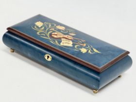 A Jobin Die Forelle inlaid music jewellery box with cover. 30x14x7cm