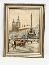 A large signed early 20th century continental watercolour. Dated 1935. 49x70cm. Frame 65x86cm