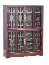 A Chinese lacquered double glazed door pigeonhole cabinet. 88x23x114.5cm