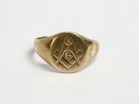 A 9ct gold Masonic ring. 4.4 grams.