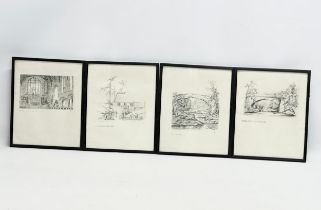 A set of 4 framed pencil drawings. Signed KB. Robert Bunting Fine Art Dealer. 26x32cm