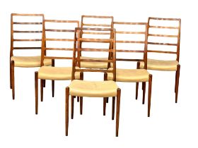 A set of 6 excellent quality Niels Otto Moller, Danish Mid Century rosewood dining chairs.