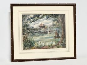 A signed Chinese watercolour. 31.5x25cm. Frame 47x40cm