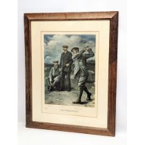 A large print of 3 early 20th century golfers by Clement Flower,