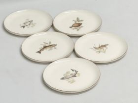 A set of 5 vintage Figgjo Flint porcelain fish design plates. Norway. 15cm