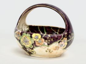 A 1930’s Art Deco Royal Winton Chinz lustre basket bowl. 21x21x18cm