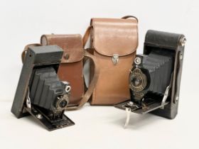 2 vintage Kodak Brownie cameras with leather cases. Kodak No.2 A Folding Autographic Brownie. A