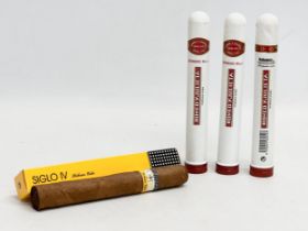 4 Cuban cigars. 3 Romeo Y Julieta Romeo No.1 and a Cohiba Siglo IV.