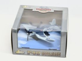 An Air Legends World War II Series die cast metal F4U Bird Cage Corsair model plane with box.
