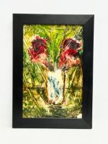 A Still Life oil painting on board by Con Campbell. Flowers in a Vase. 22x34cm. Frame 29.5x41.5cm